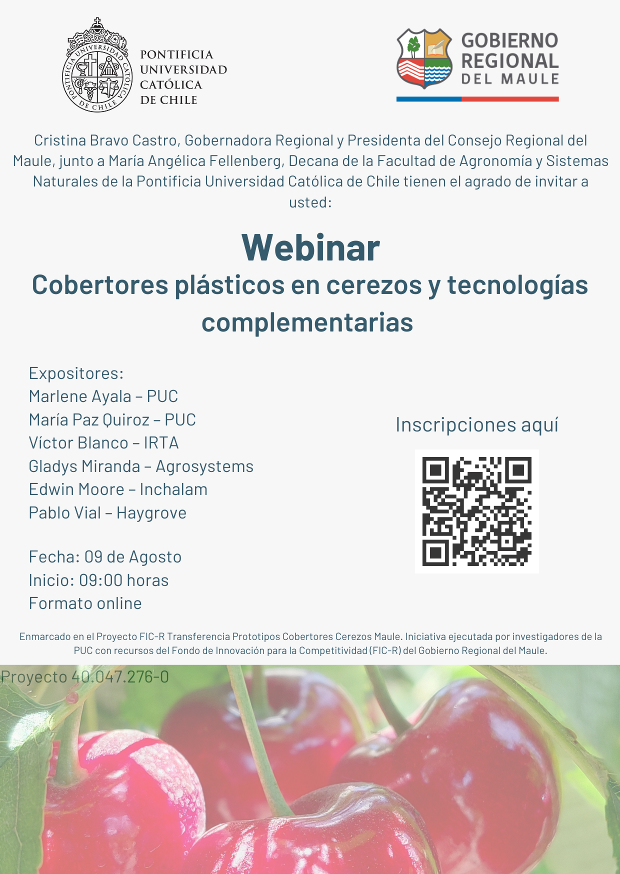 Invitacin webinar cobertores plsticos cerezos